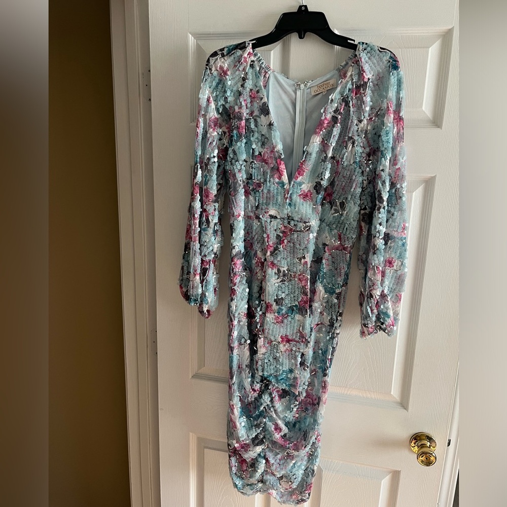 Boohoo multi colored sequin formal dress